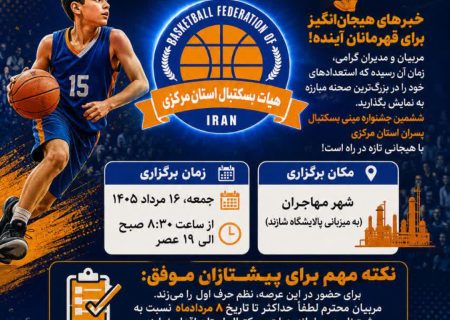 شازند میزبان ششمین دوره مینی‌بسکتبال استان مرکزی می‌شود